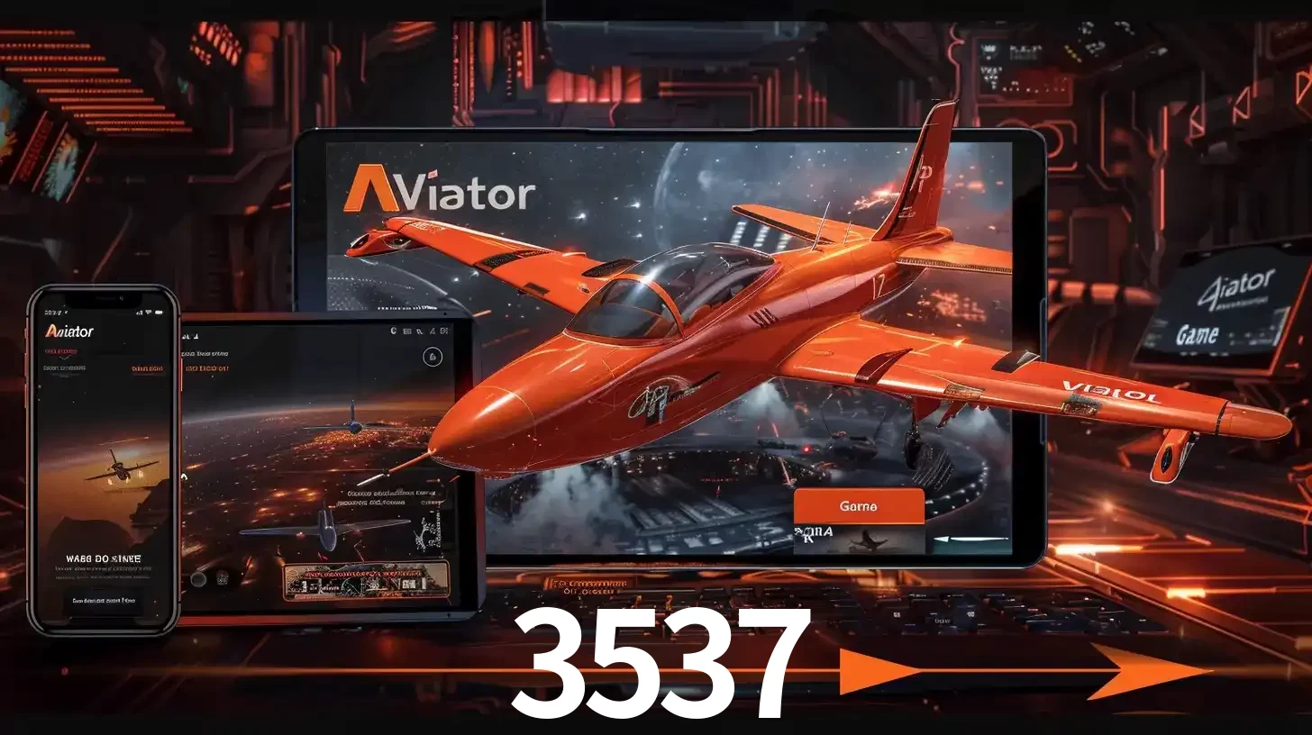 Apresentação tecnológica do jogo Aviator com um avião saindo da tela de um tablet, demonstrando a experiência imersiva em múltiplos dispositivos no 3537.