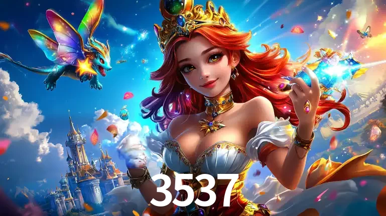 A princesa de um reino de fantasia mágico, com seu pequeno dragão, apresentando um mundo de prêmios encantados nos jogos de caça-níqueis do cassino 3537.